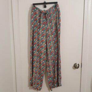 FLAX LARGE Elastic Waist Pull On Crinkle RAYON Wide Leg Casual Pants